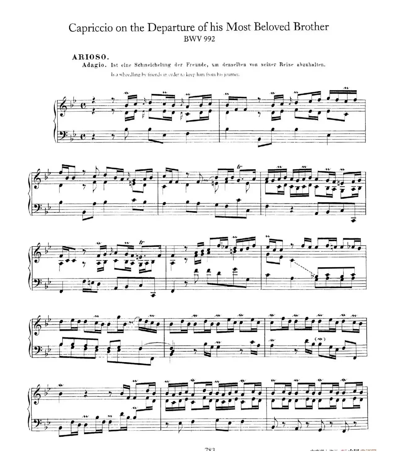 Capriccio in B-flat Major BWV 992（降B大调随想曲）