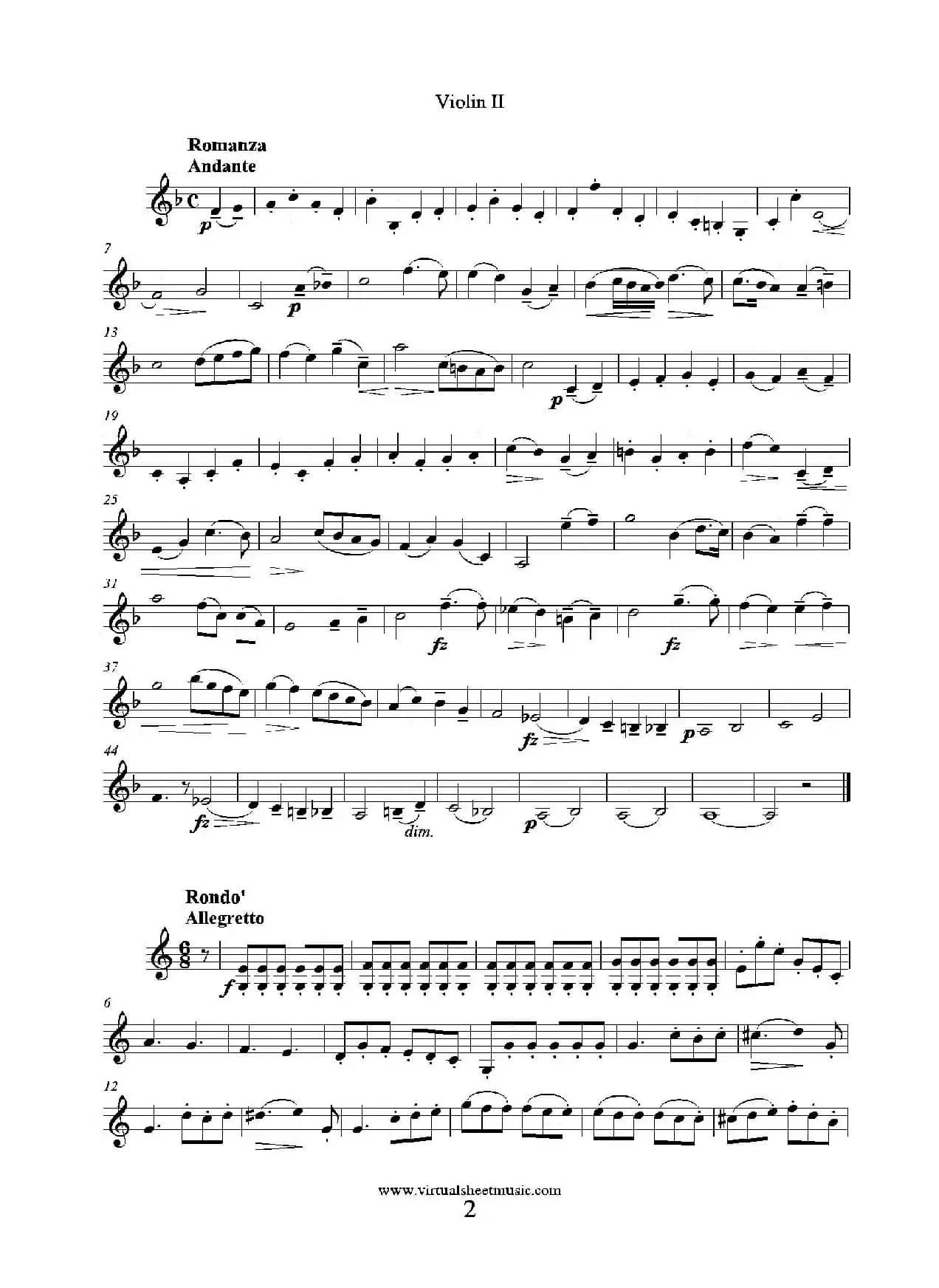 6 Small Duets（六部小合唱）Op.38 Violin II（第二小提琴分谱）