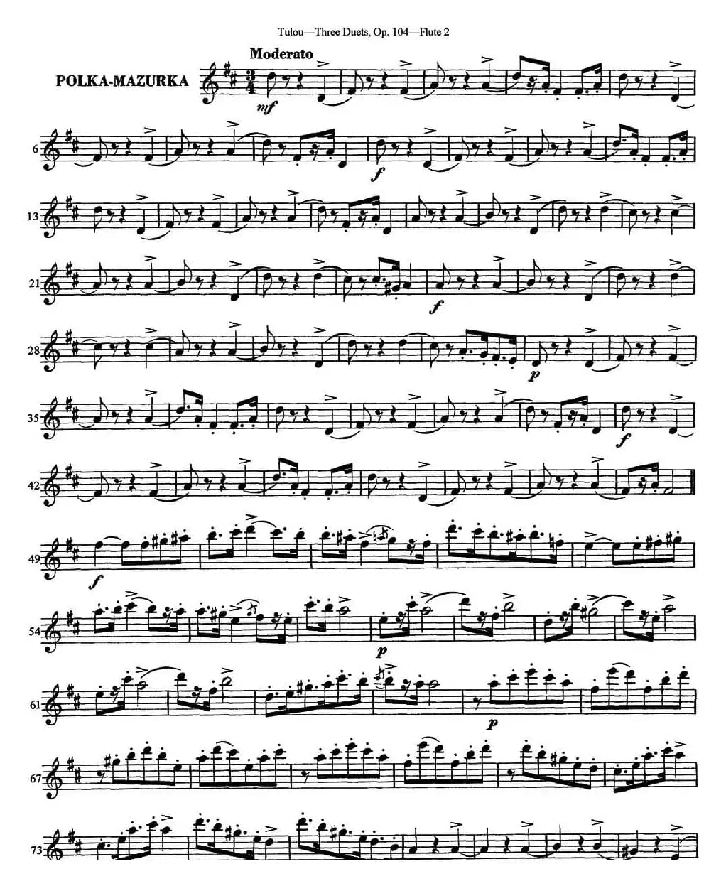 图露三首长笛简易重奏曲Op.104（Flute 2）（NO.2）