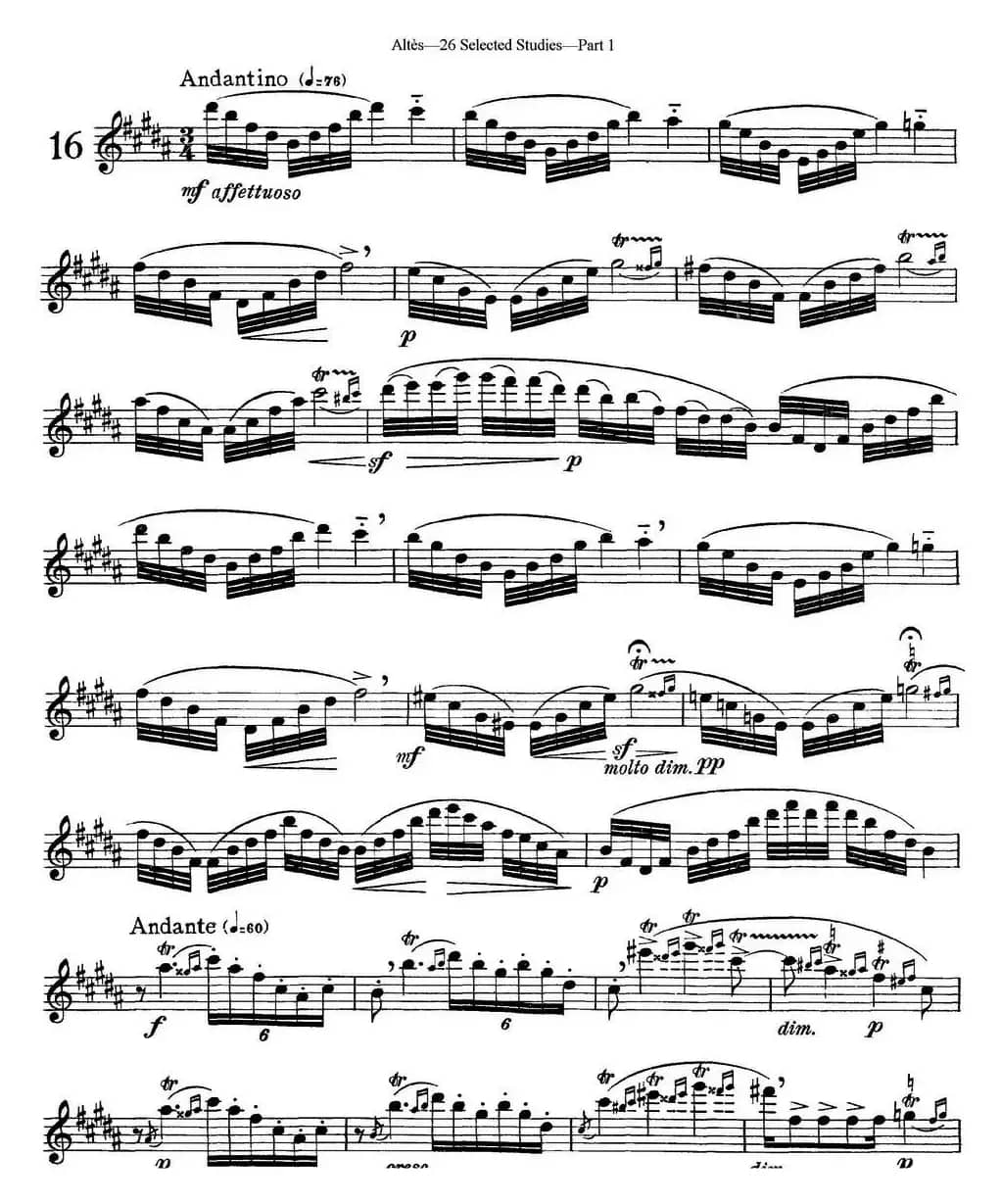 阿尔泰斯26首精选长笛练习曲（NO.16）