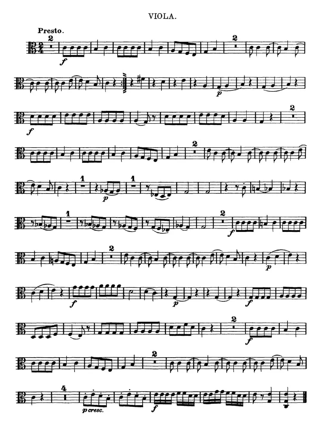 Mozart《Quartet No.4 in C Major,K.157》（Viola分谱）