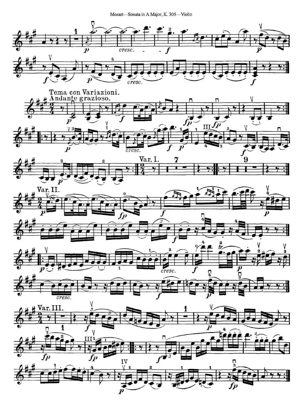 Violin Sonata in A Major K.305