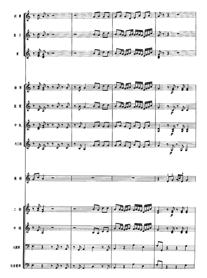 鸟语莺声（广东音乐、高胡+乐队伴奏、五线谱版）