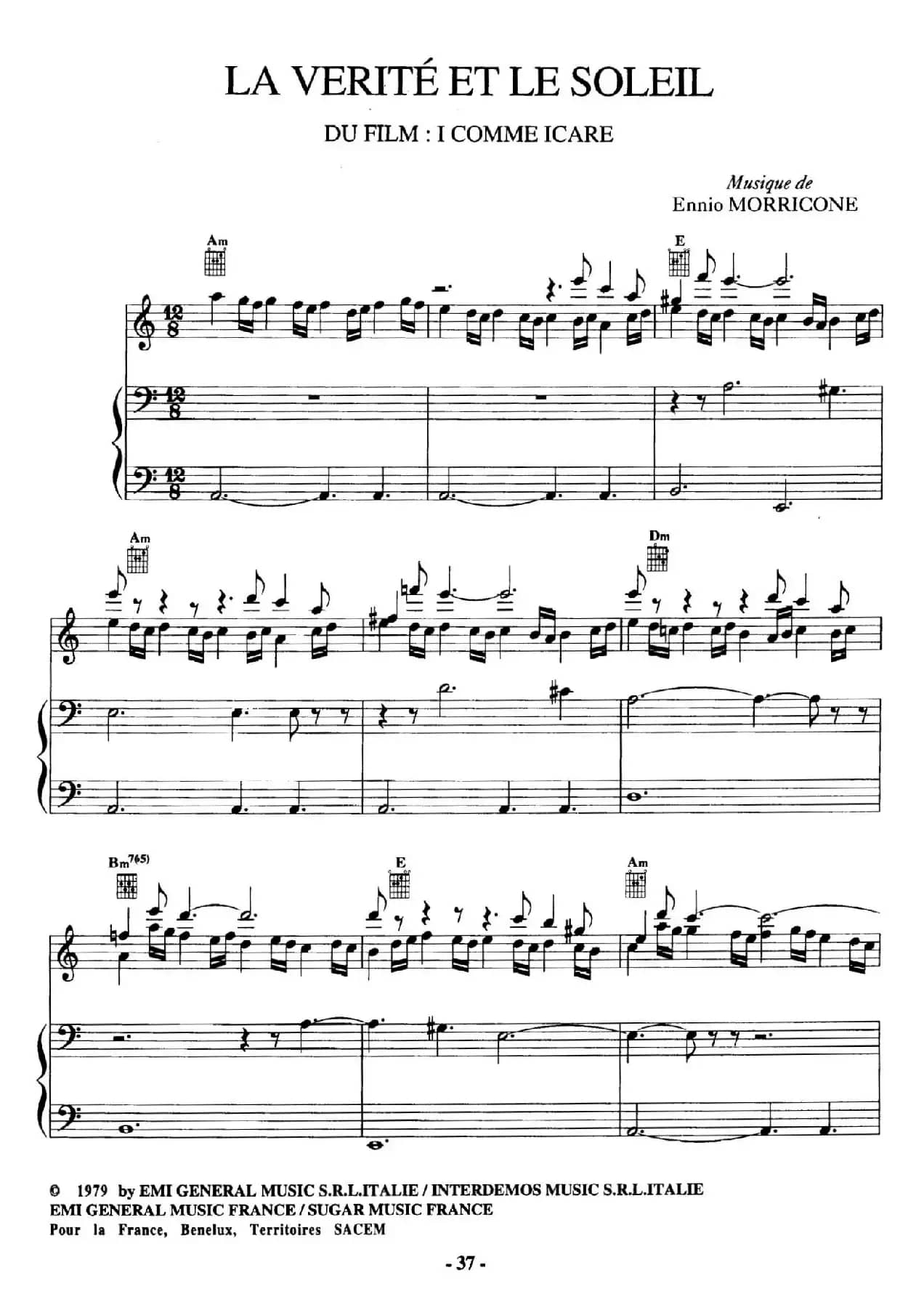 电影配乐大师莫瑞康最佳20首钢琴谱（Best of Ennio Morricone·11）