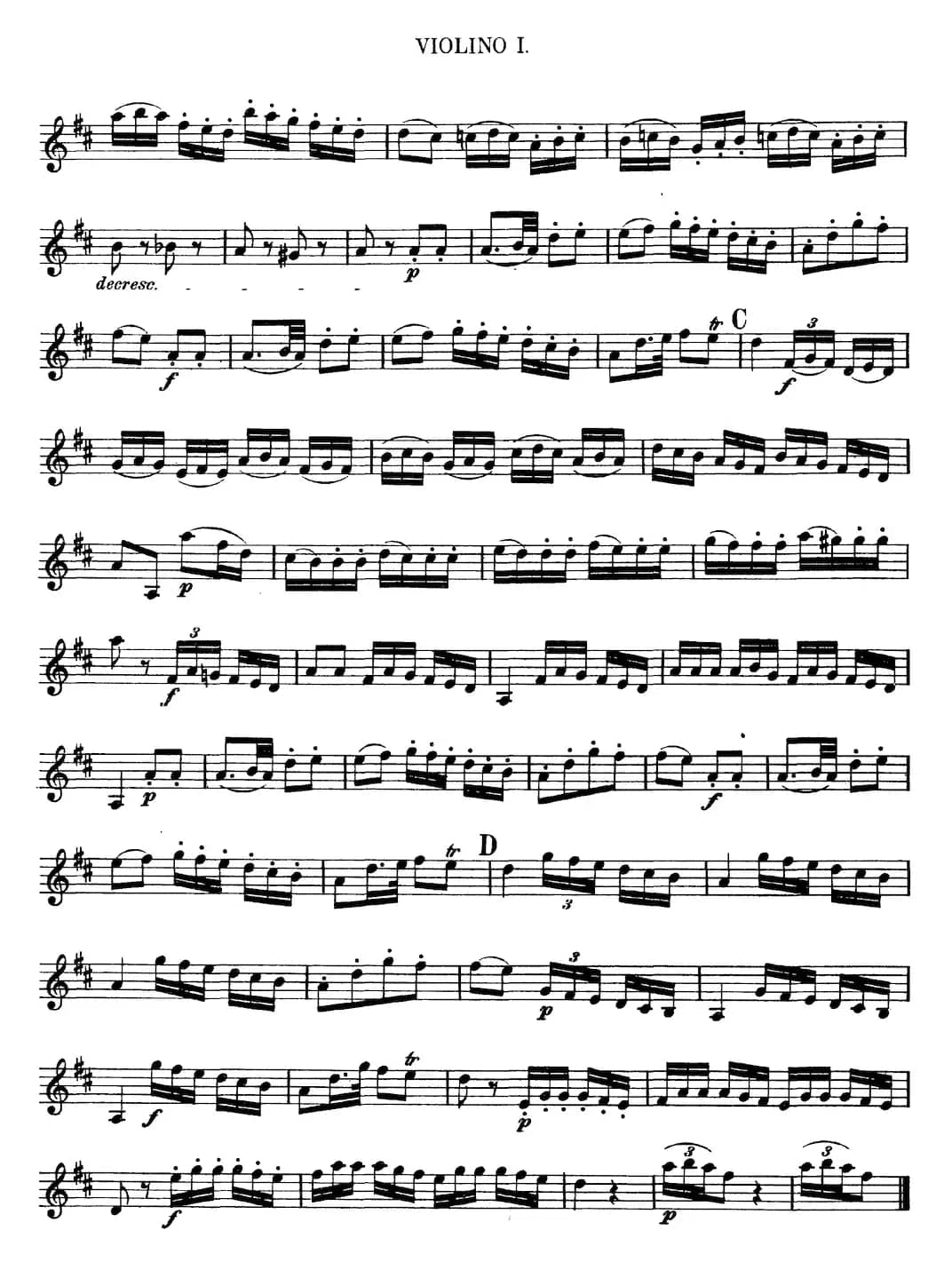 Mozart《Quartet No.13 in D Minor,K.173》（Violin 1分谱）