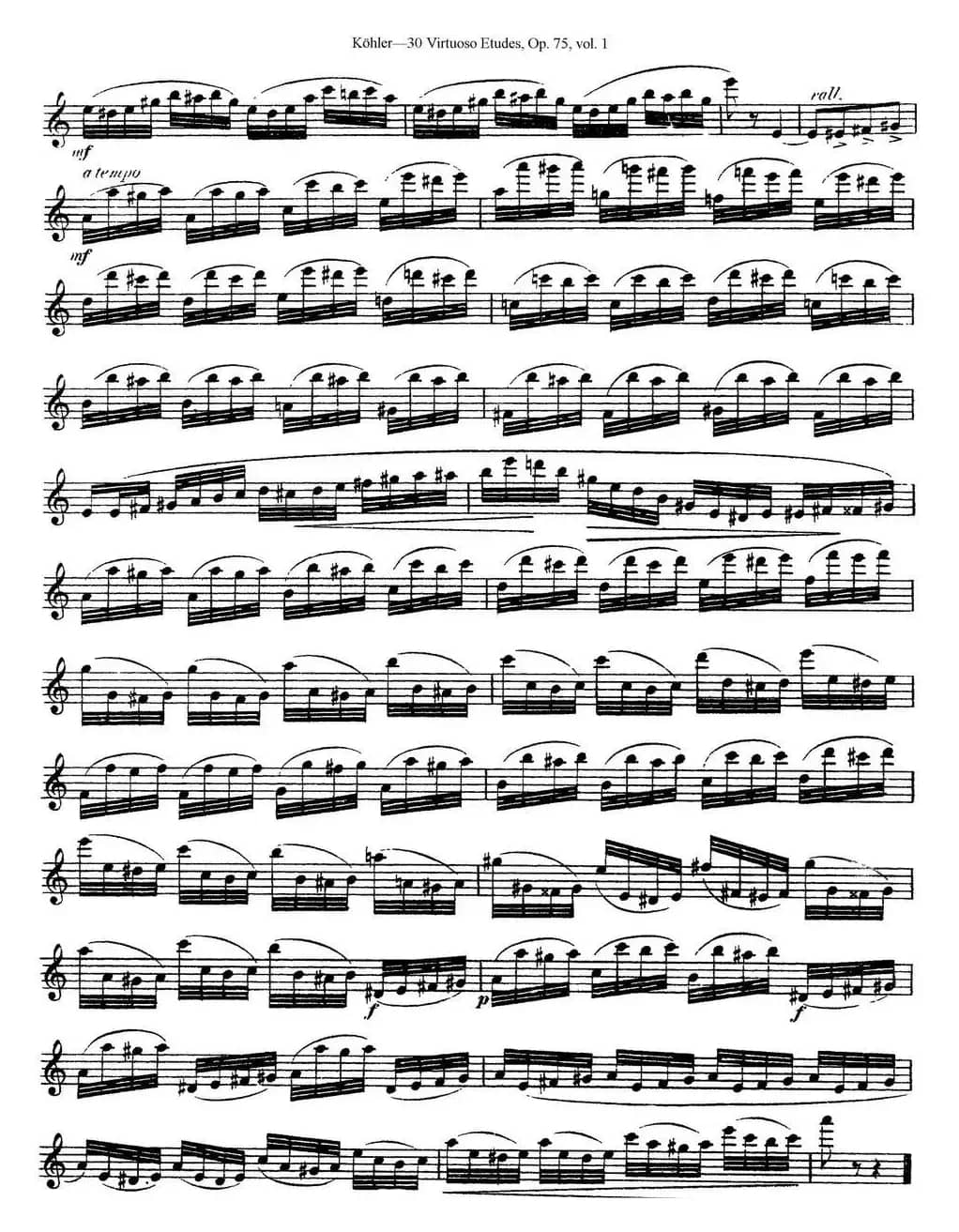 柯勒30首高级长笛练习曲作品75号（NO.6）