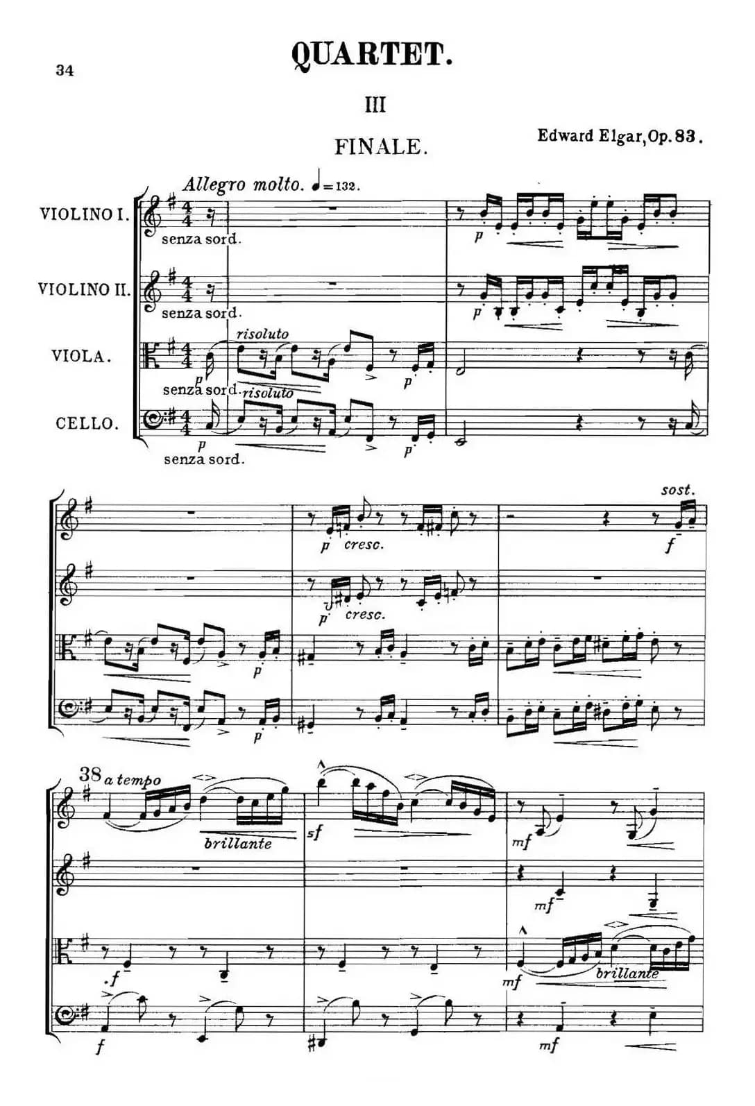 QUARTET Op.83（第三部分）（弦乐四重奏）