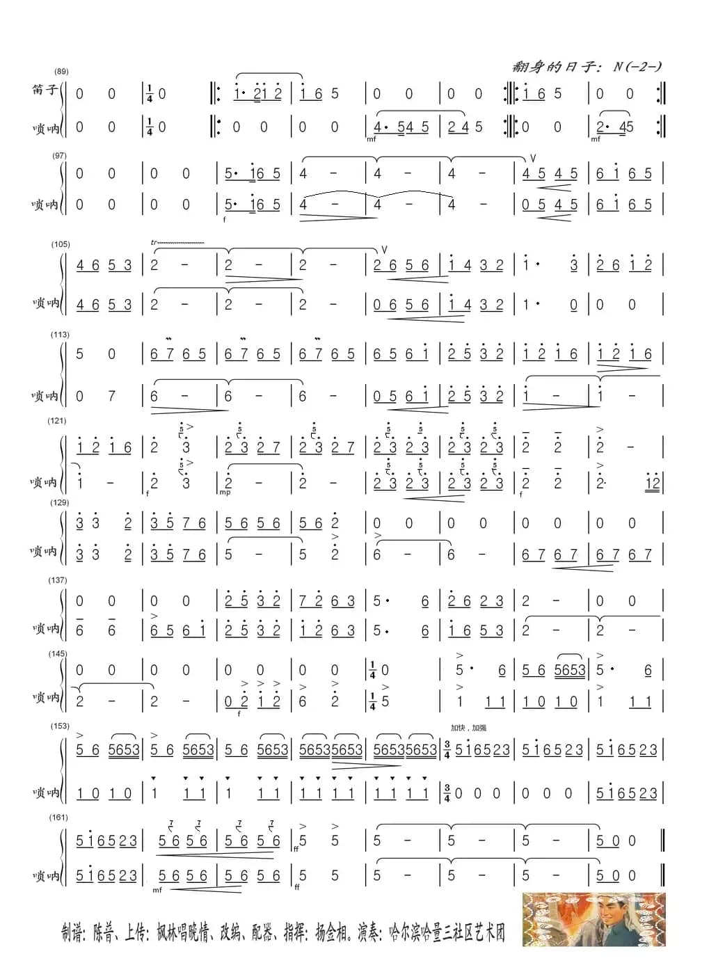 翻身的日子（民乐合奏：(唢呐分谱)）