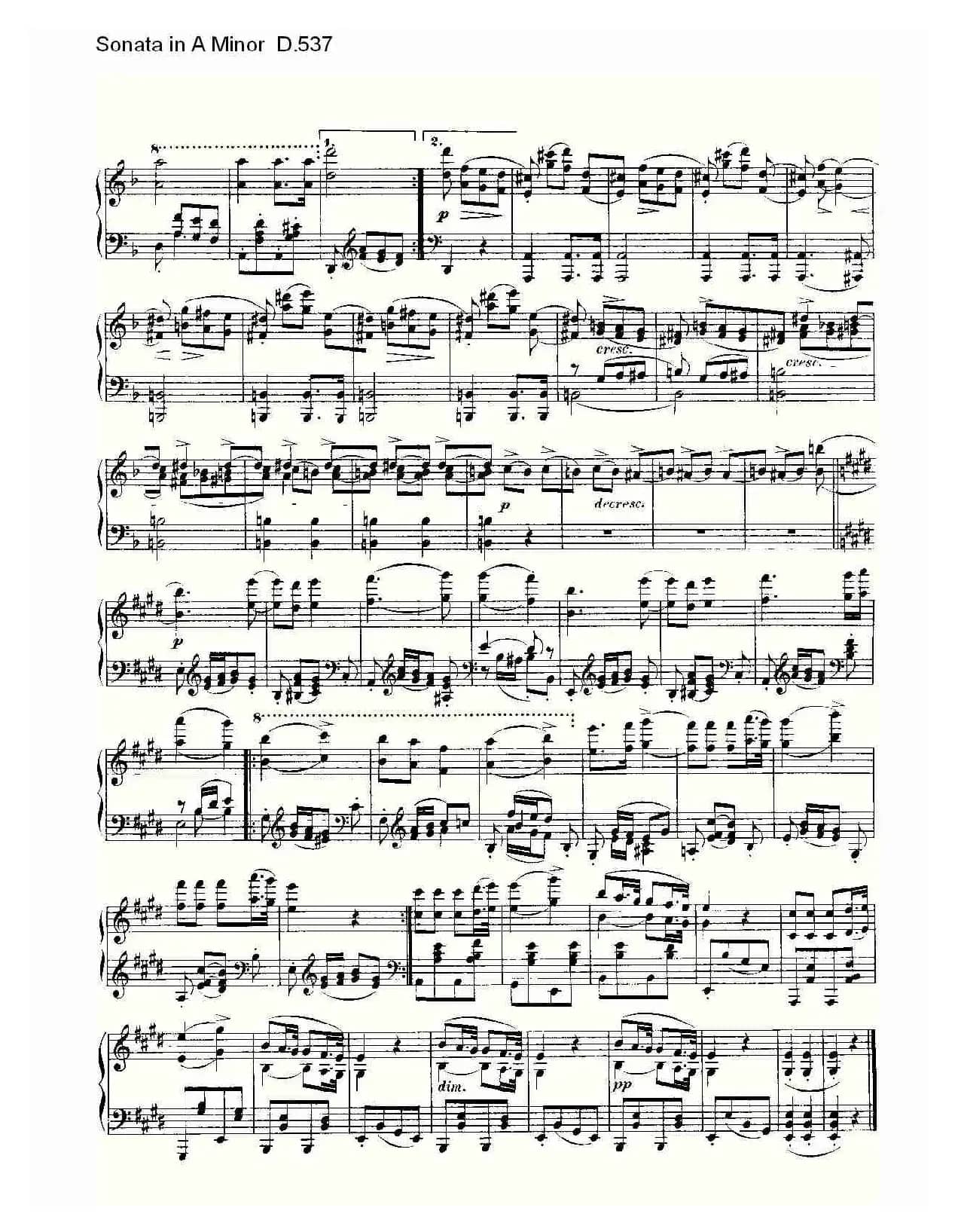 Sonata in A Minor D.537（A小调奏鸣曲 D.537）