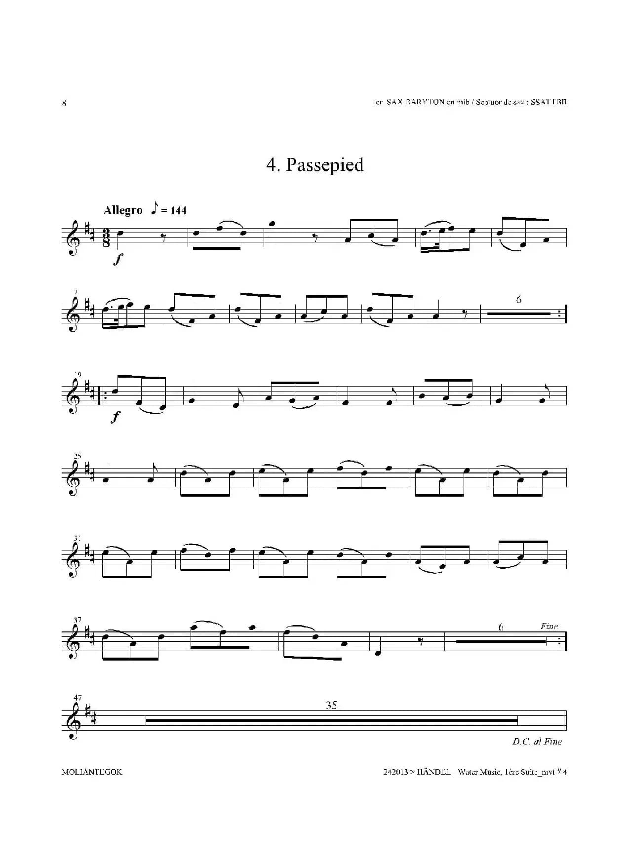 Water Music（HWV.348 No.1）（第一上低音萨克斯）