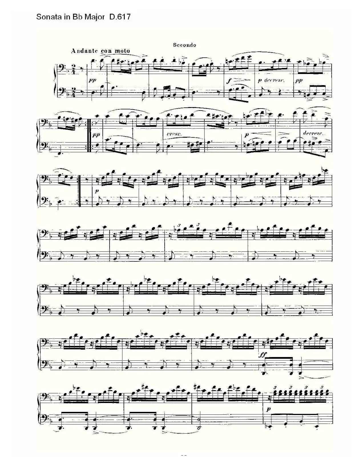 Sonata in Bb Major D.617(Bb大调奏鸣曲 D.617)
