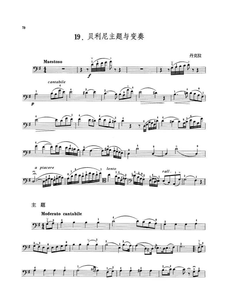 贝利尼主题与变奏 （大提琴）