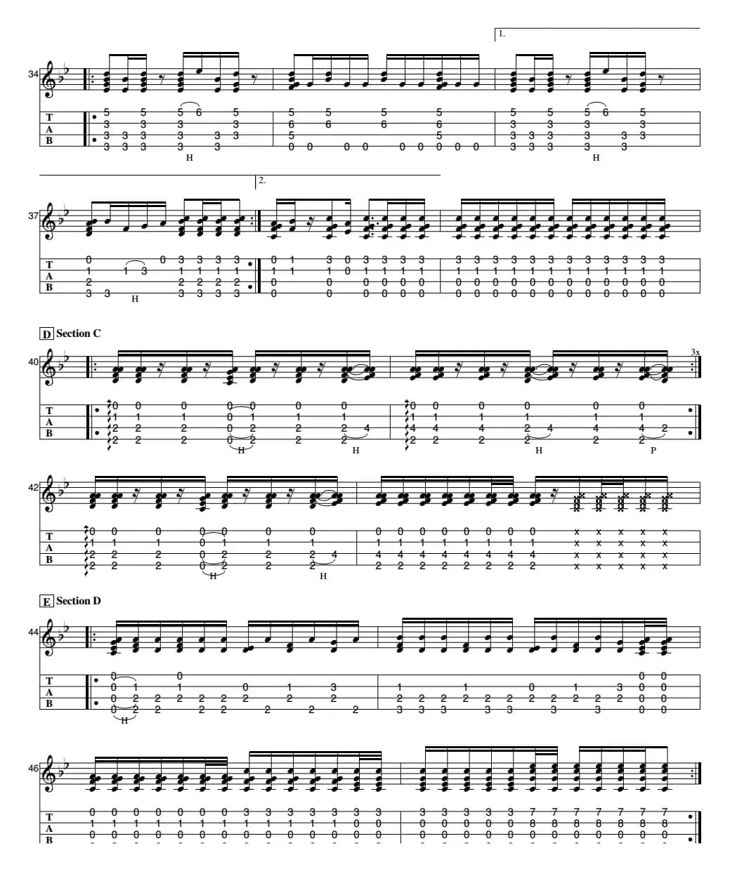 The Unknown（尤克里里指弹谱）