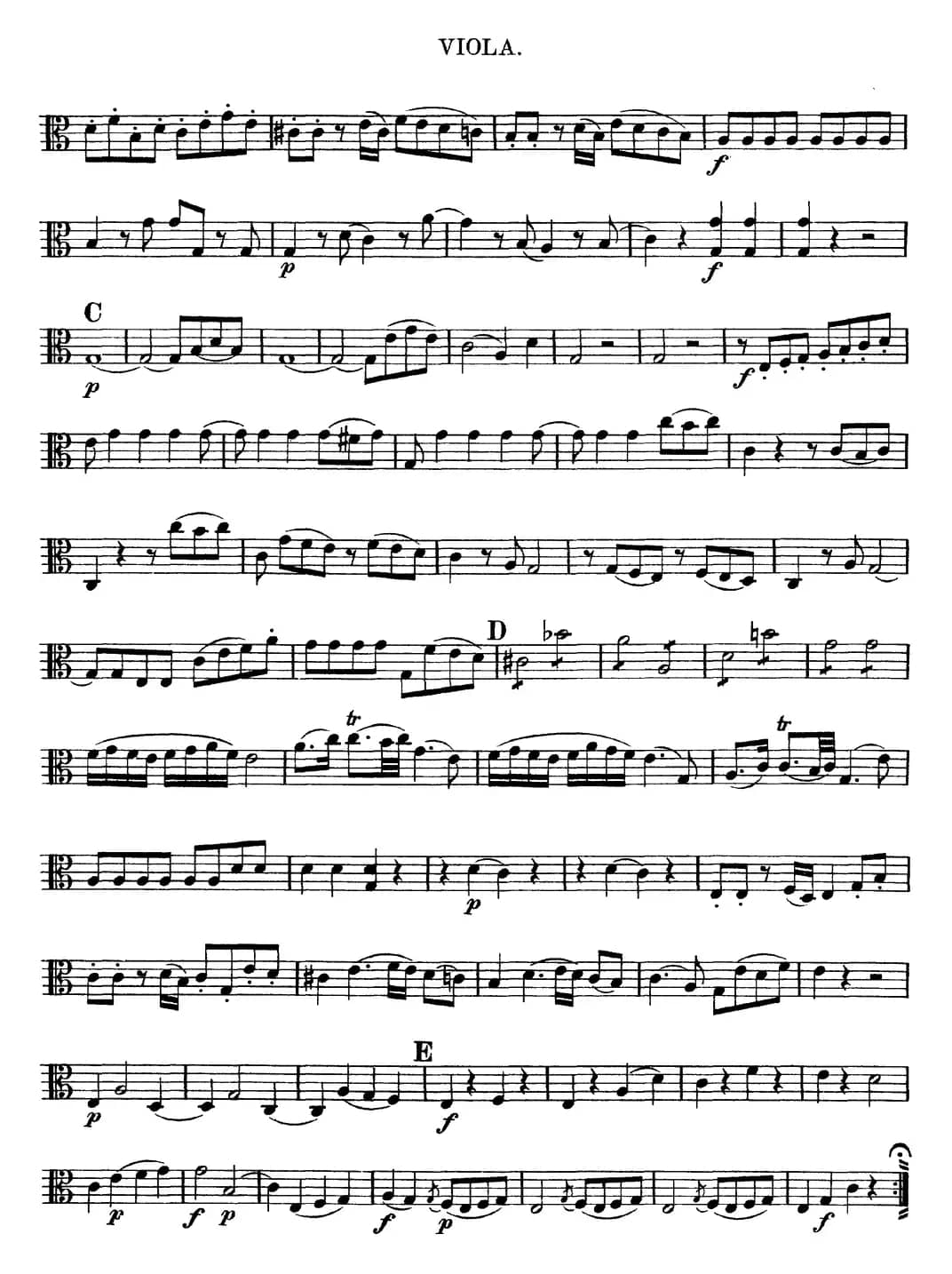 Mozart《Quartet No.4 in C Major,K.157》（Viola分谱）