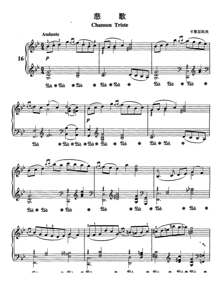 不可不弹的世界钢琴名曲：悲歌