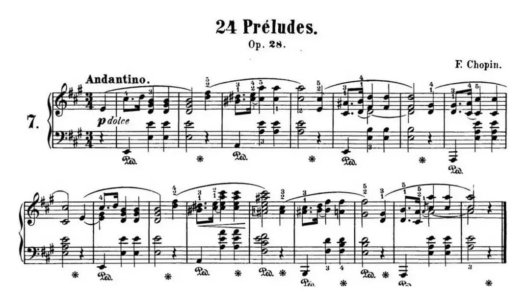 肖邦 24首钢琴前奏曲 Op.28 No.7 A大调