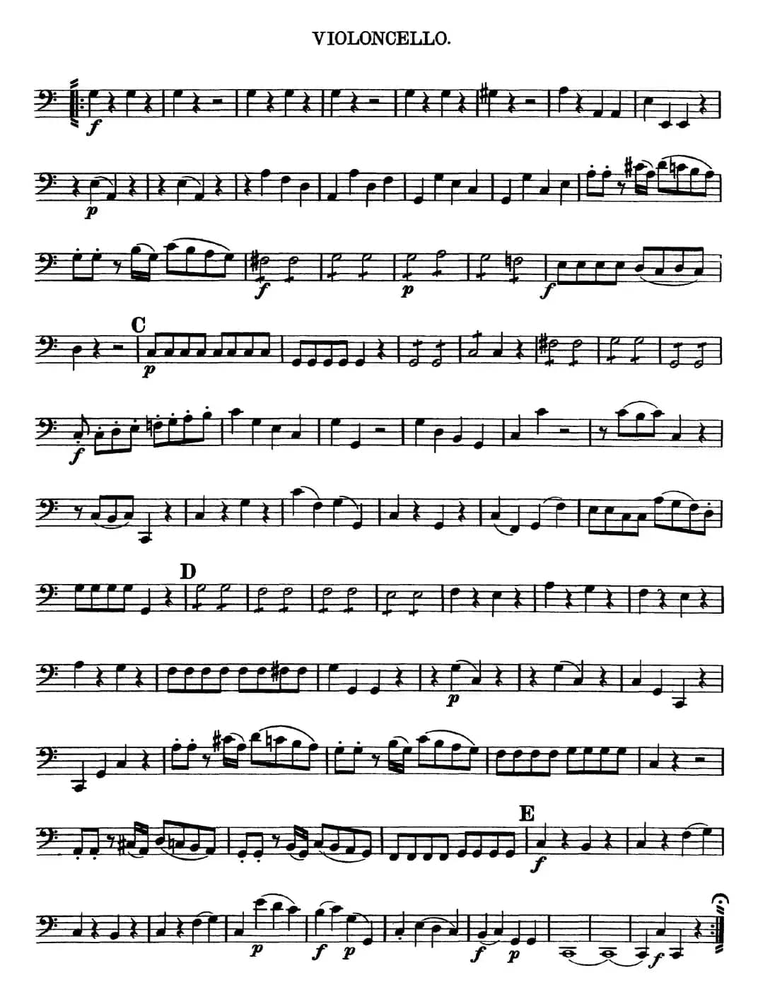 Mozart《Quartet No.4 in C Major,K.157》（Cello分谱）