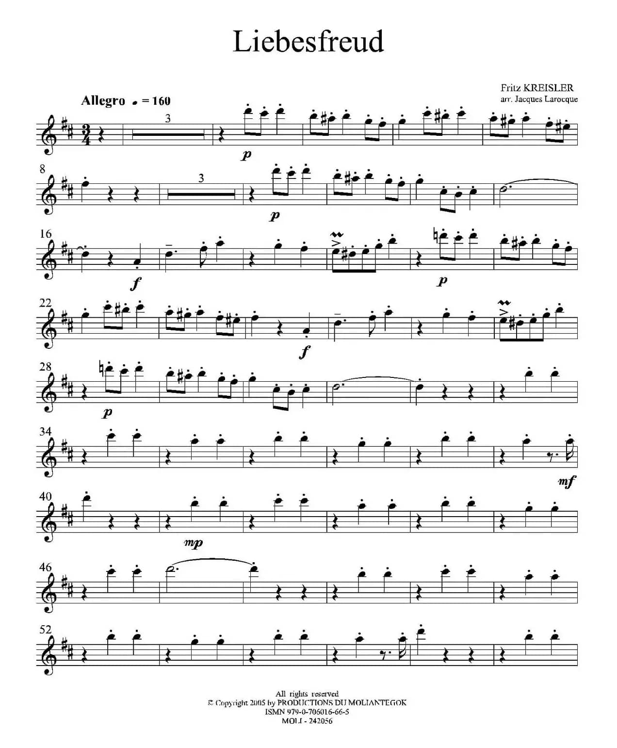 Liebesfreud（四重奏第一高音萨克斯分谱）