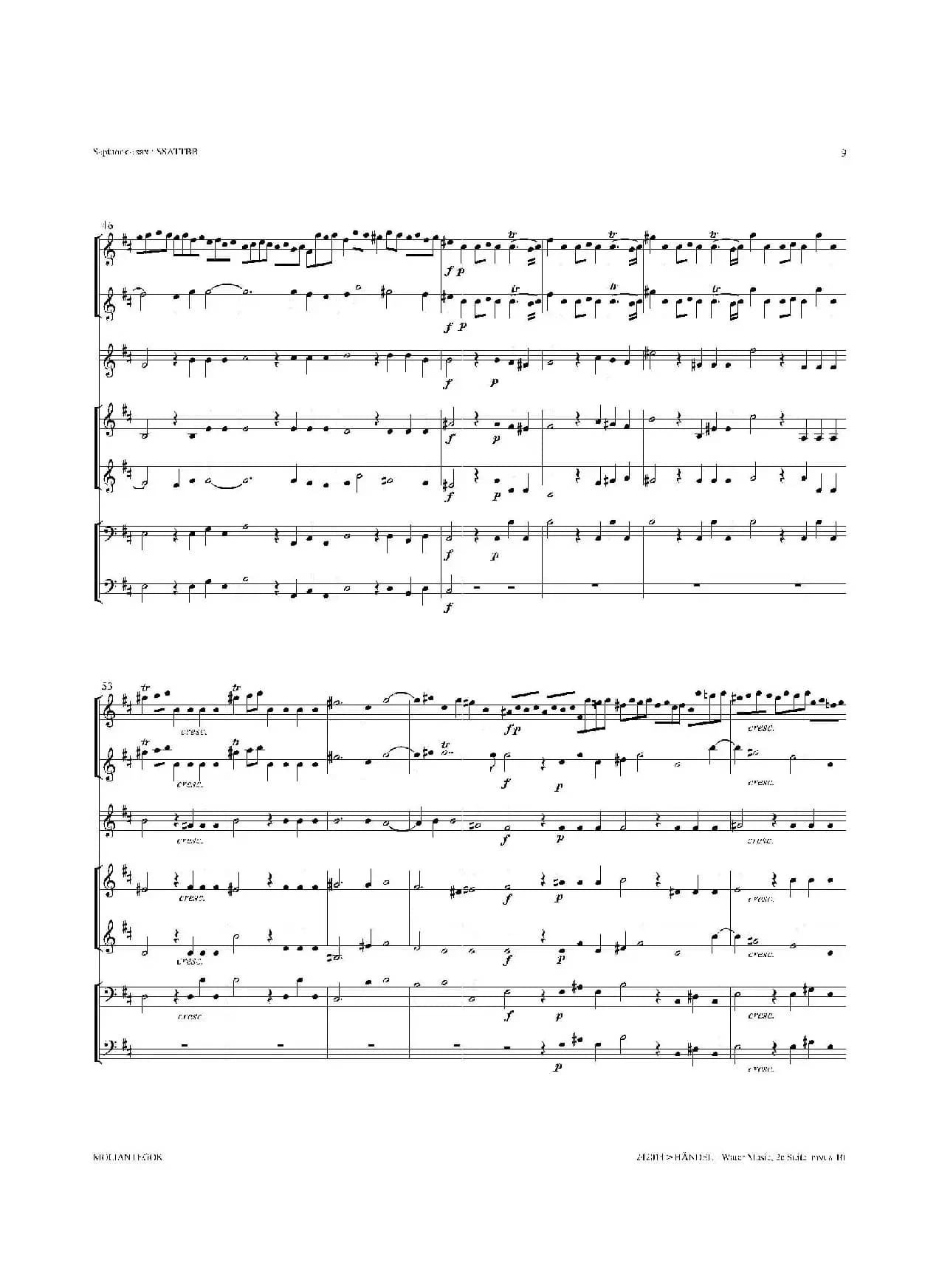 Water Music（HWV.349 No.2）（萨克斯合奏总谱）