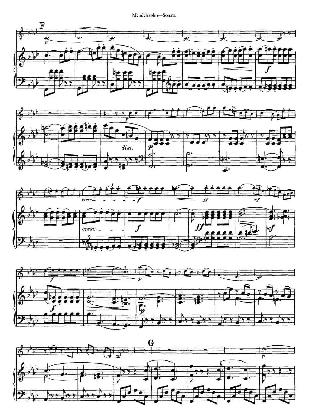 Mendelssohn Violin Sonata（小提琴+钢琴伴奏）