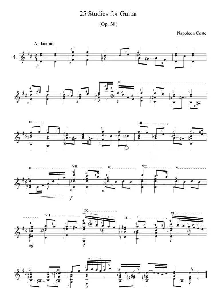 Napoleon Coste《25 Studies,Op.38》（STUDY 4）