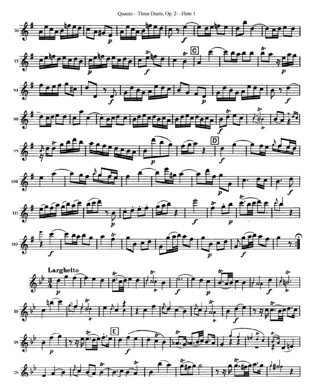 匡茨G大调长笛二重奏Op.2——Flute 1（No.1）