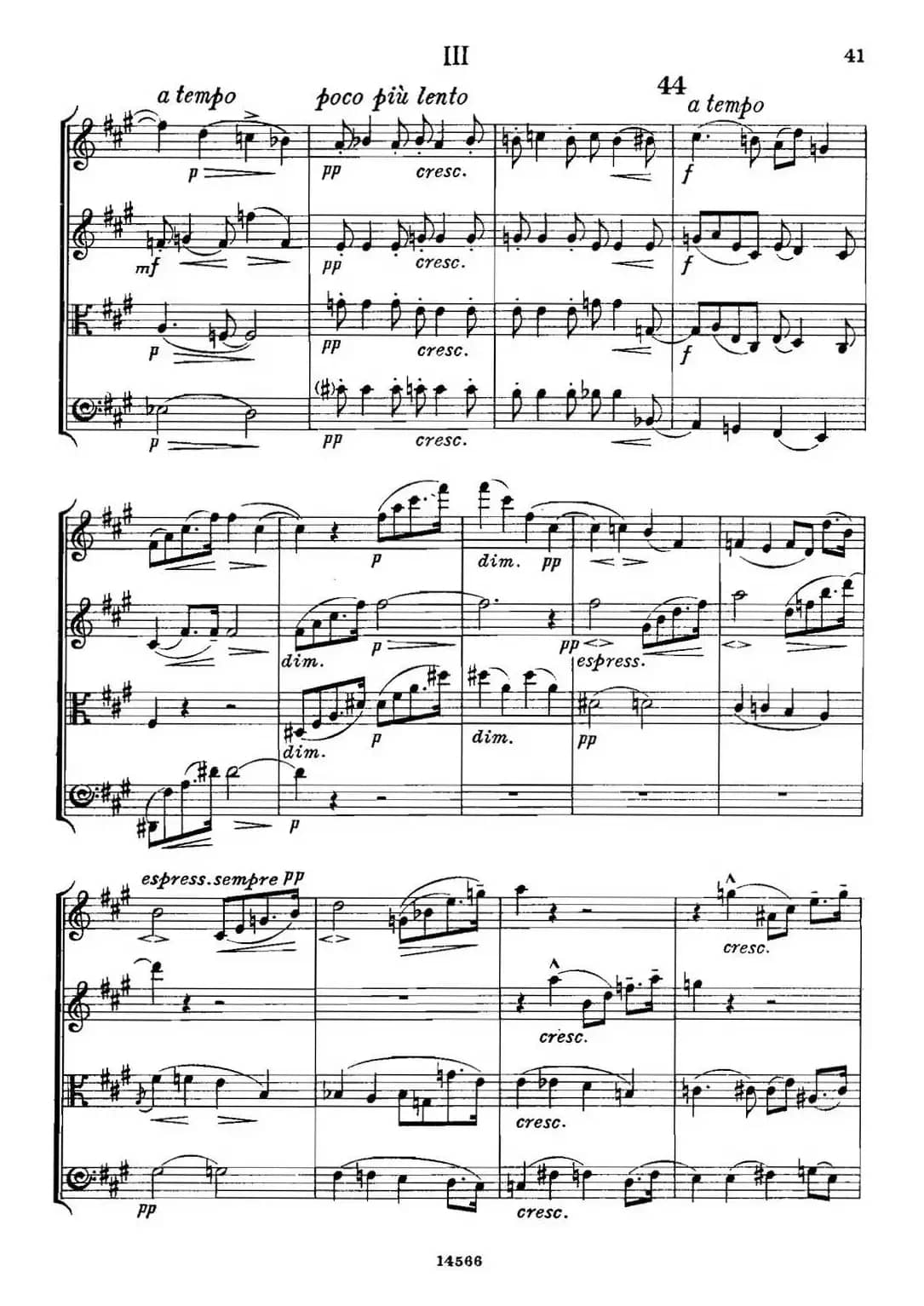 QUARTET Op.83（第三部分）（弦乐四重奏）