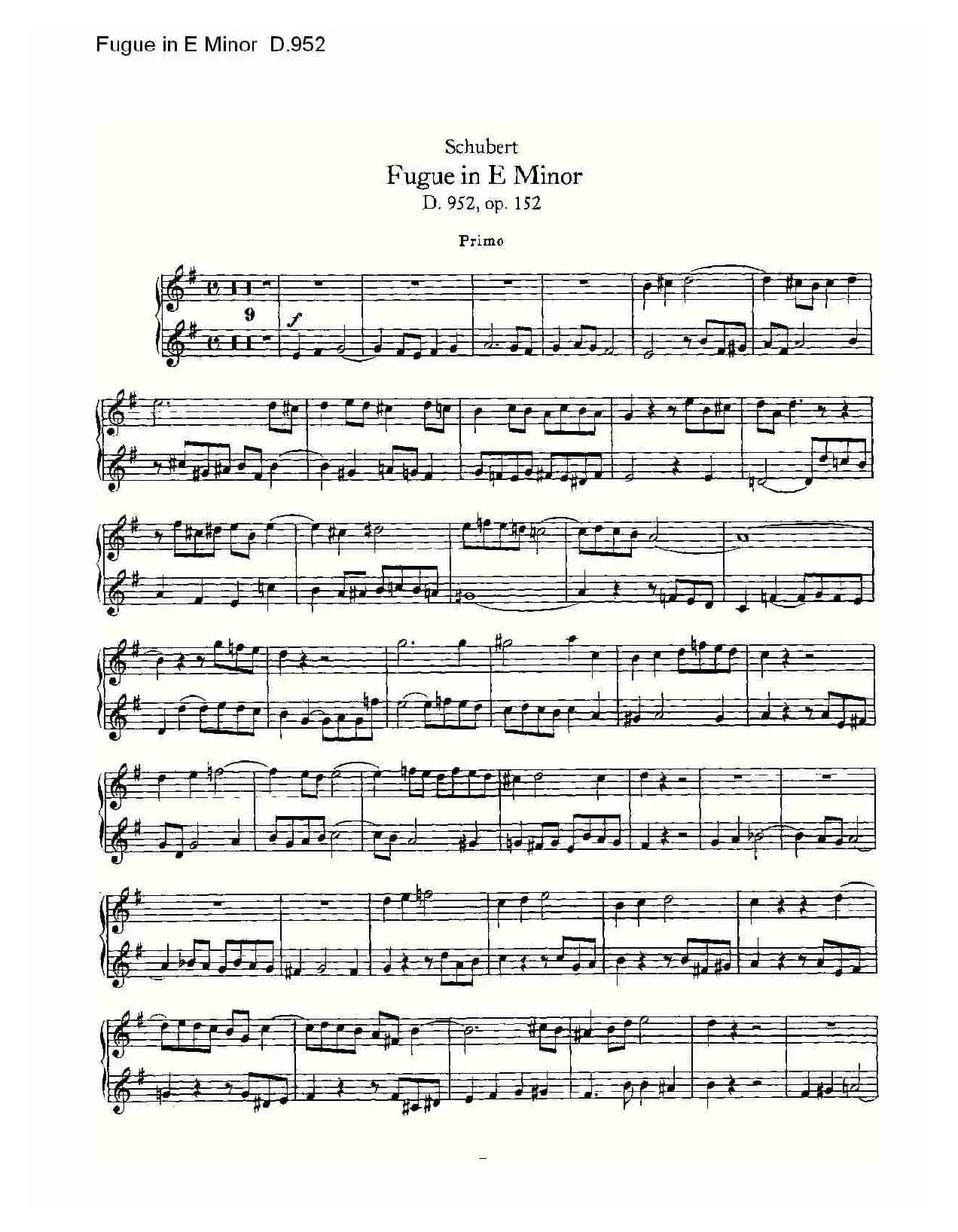 Fugue in E Minor D.952（E小调赋格曲 D.952）