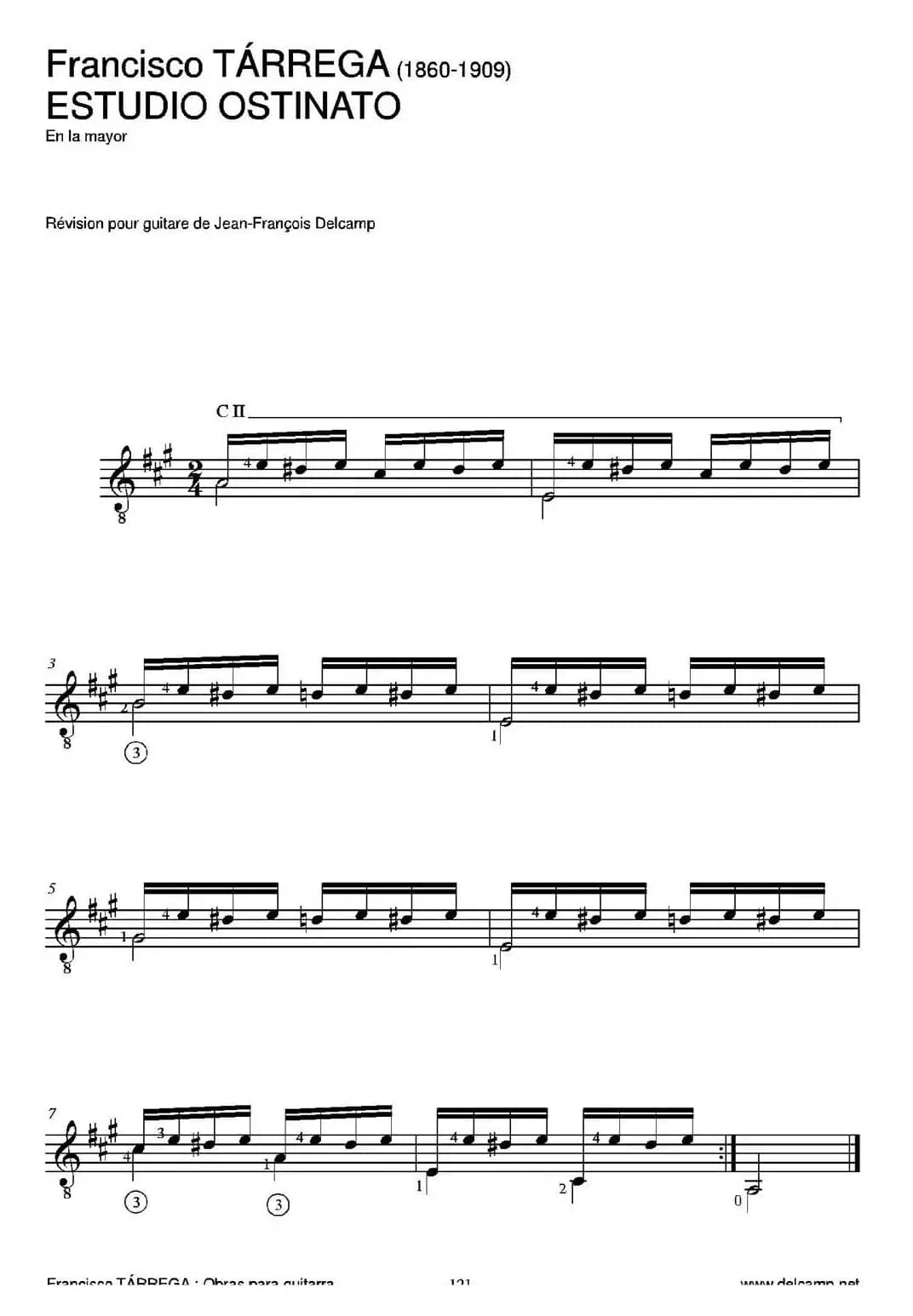 ESTUDIO OSTINATO(En la mayor)（古典吉他）