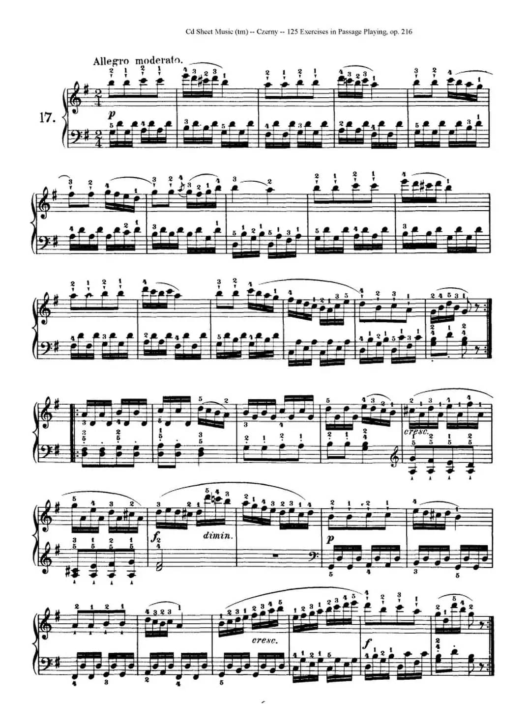 125 Exercises in Passage Playing Op.261（车尔尼125首钢琴短乐句练习曲（1——21））
