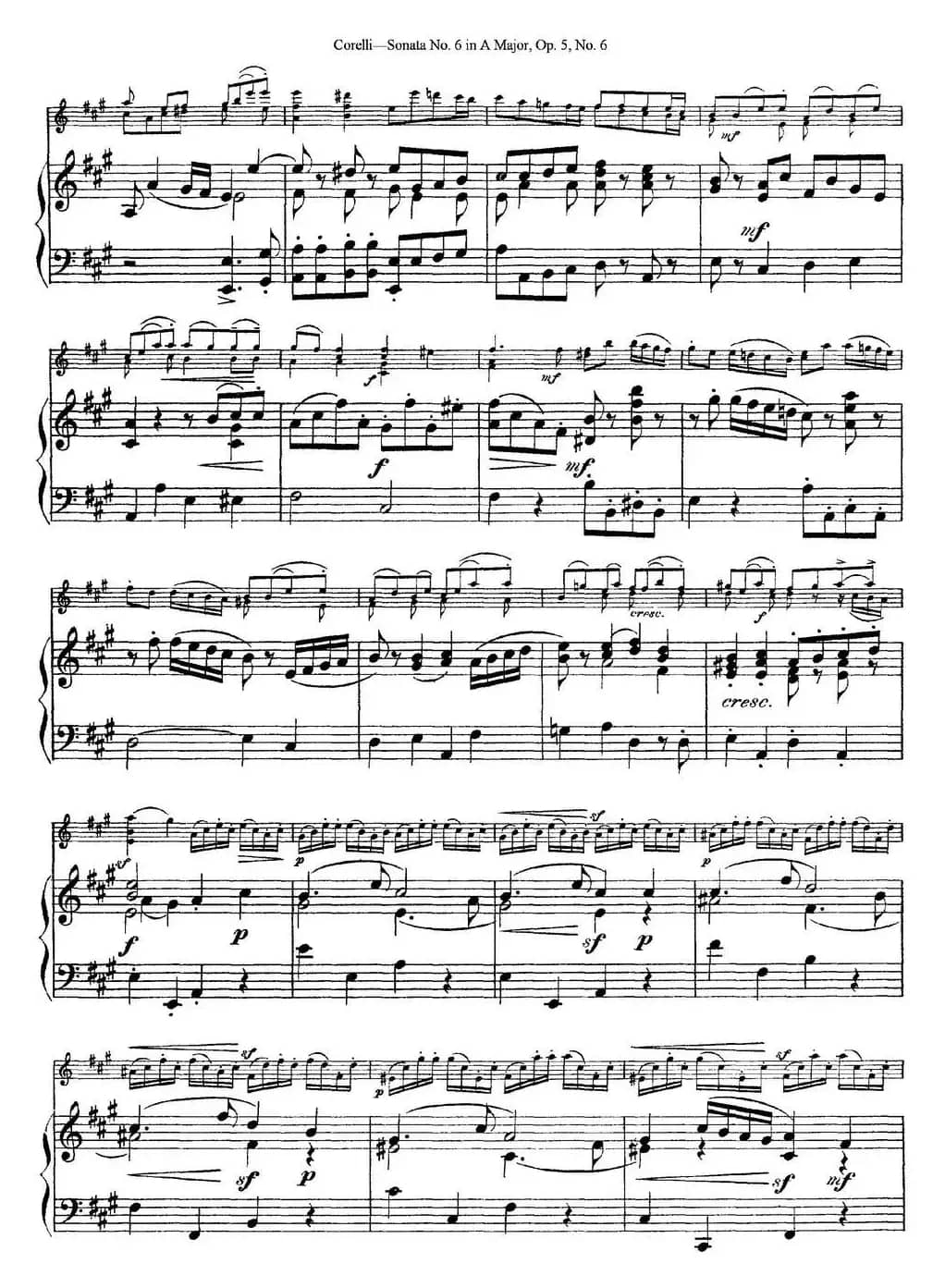 Sonata No.6 in A Major Op.5 No.6（小提琴+钢琴伴奏）