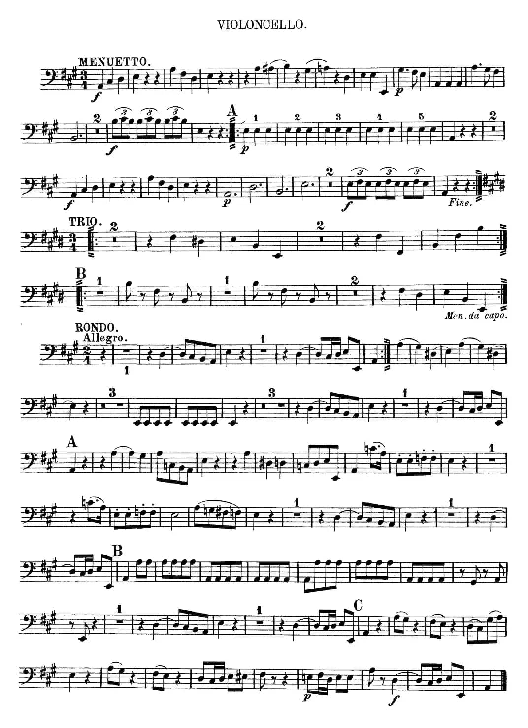 Mozart《Quartet No.9 in A Major,K.169》（Cello分谱）