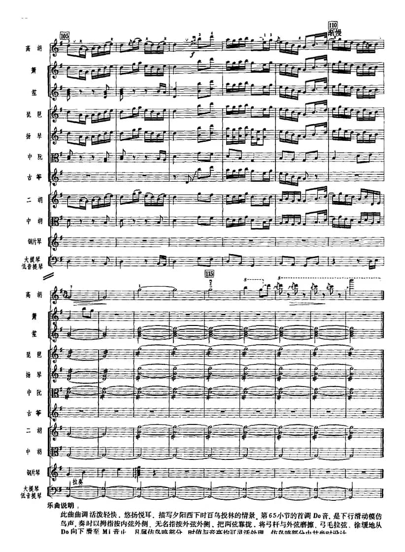 鸟投林（广东音乐、高胡+乐队伴奏、五线谱版）