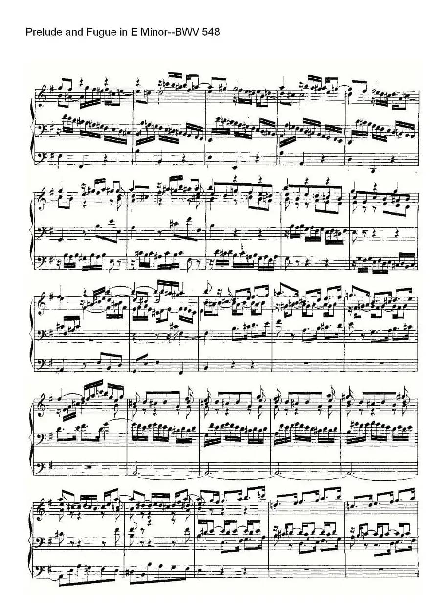 Prelude and Fugue in E Minor--BWV 548 (管风琴谱)