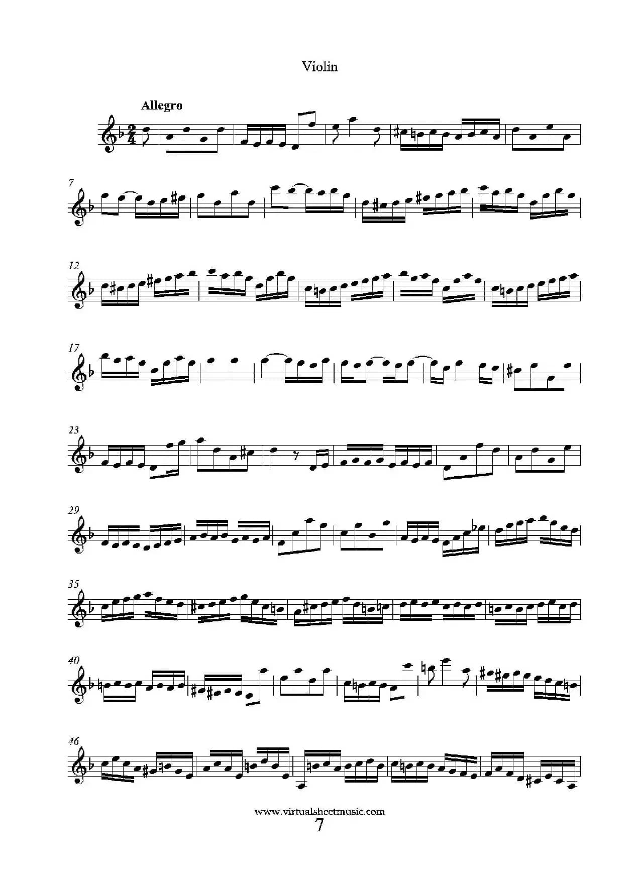 Concerto in D minor（小提琴分谱）