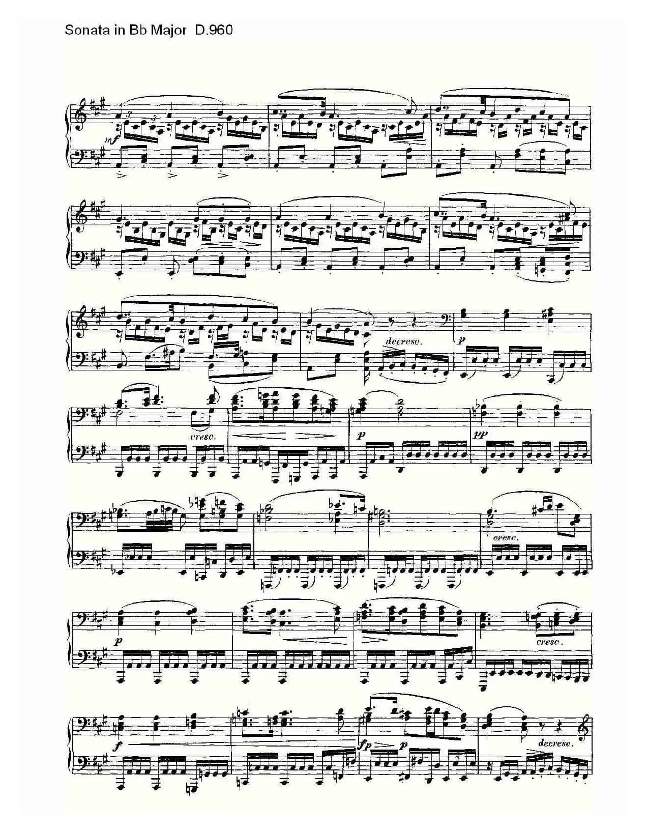 Sonata in Bb Major D.960（Bb大调奏鸣曲 D.960）