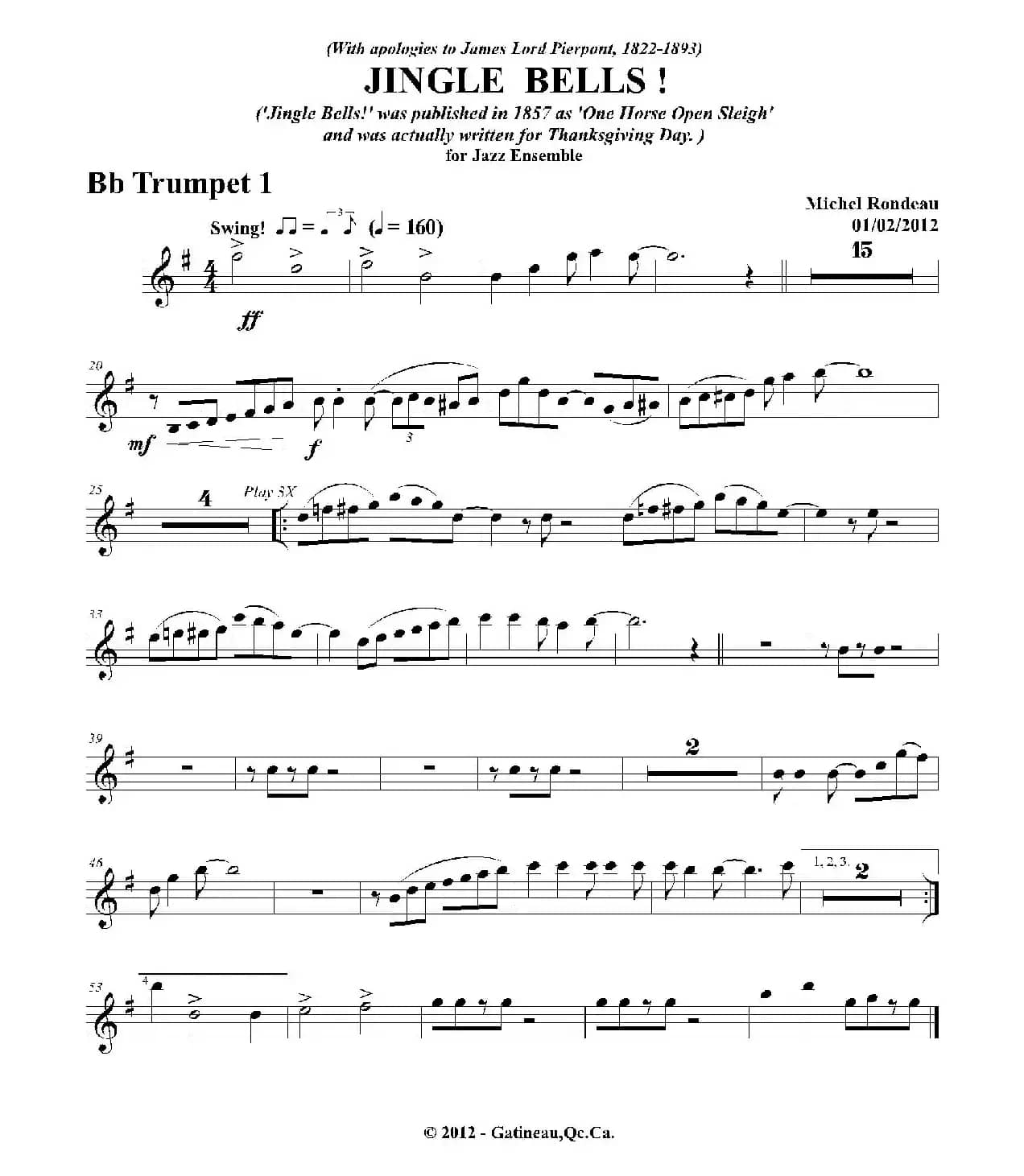 JINGLE BELLS！（第一降B小号分谱）