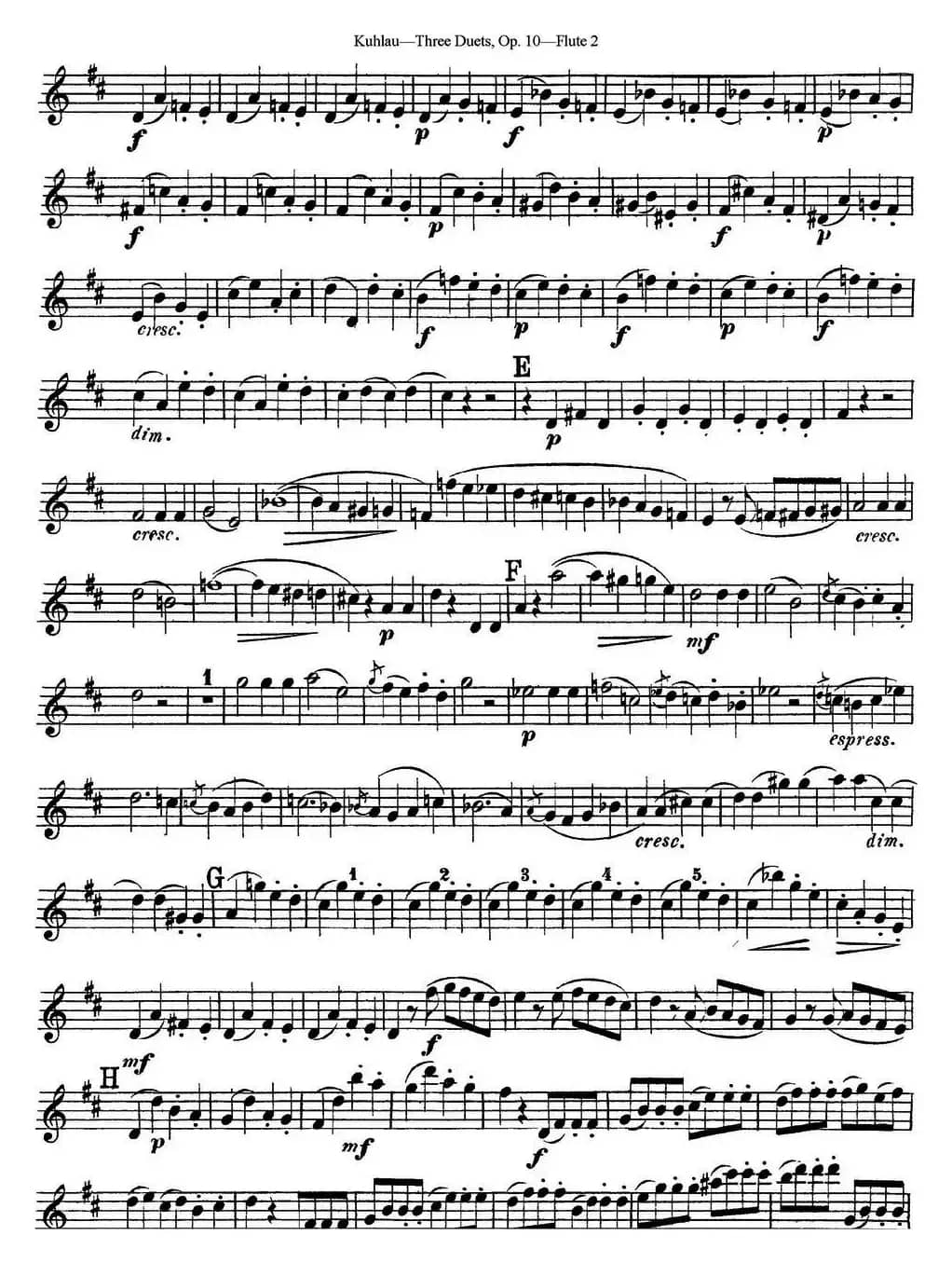 库劳长笛二重奏练习曲Op.10——Flute 2（No.2）