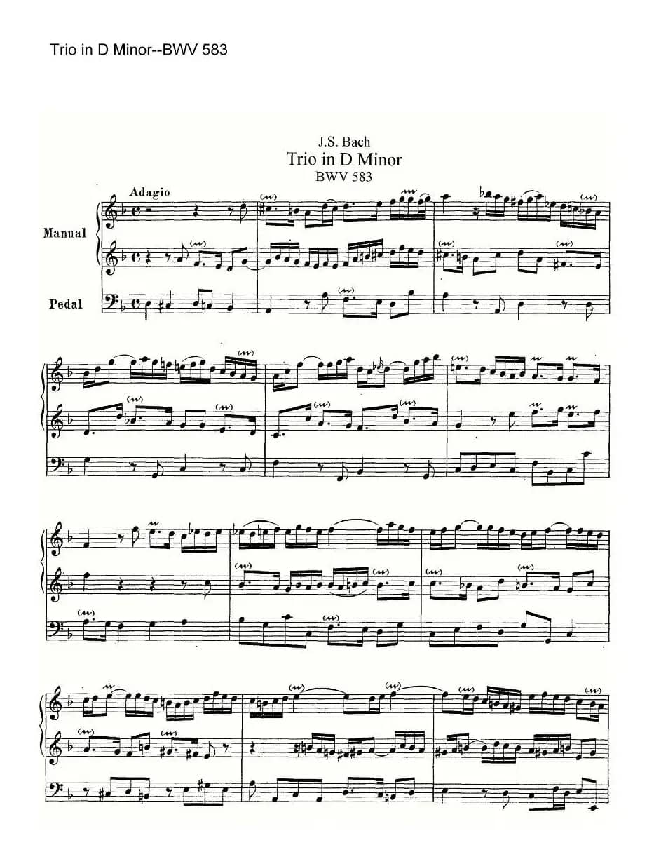 Trio in D Minor--BWV 583（管风琴）