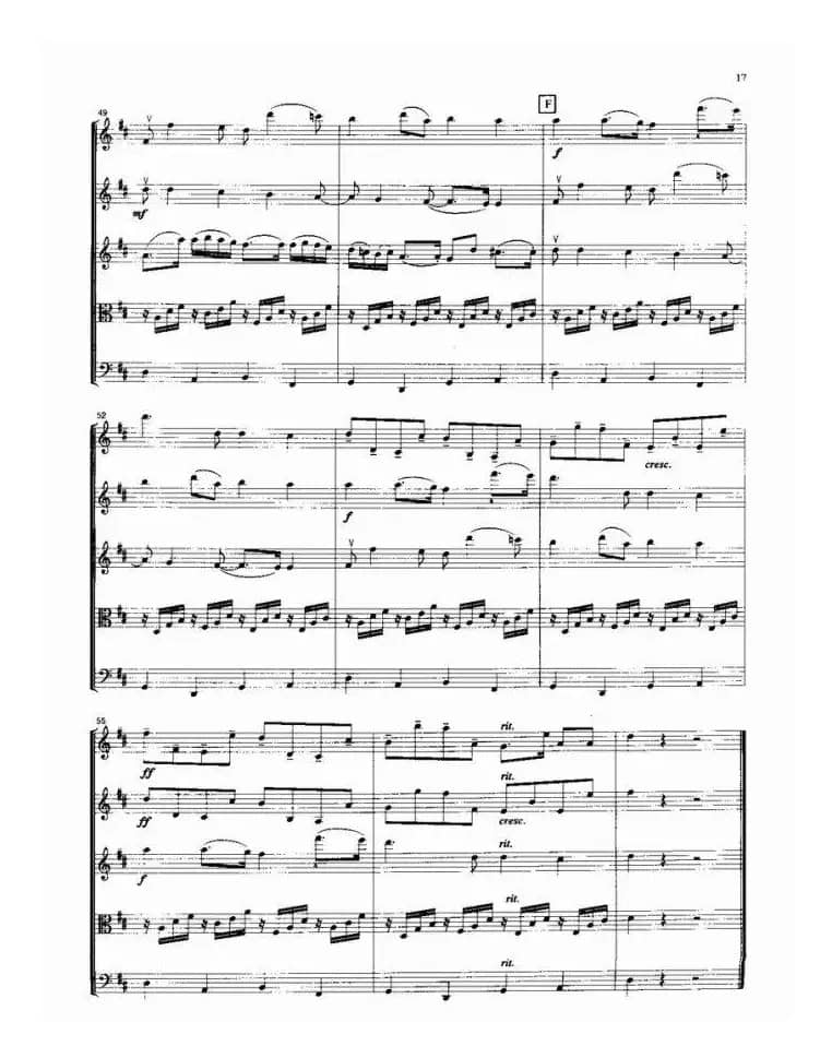 卡农曲（弦乐五重奏总谱）