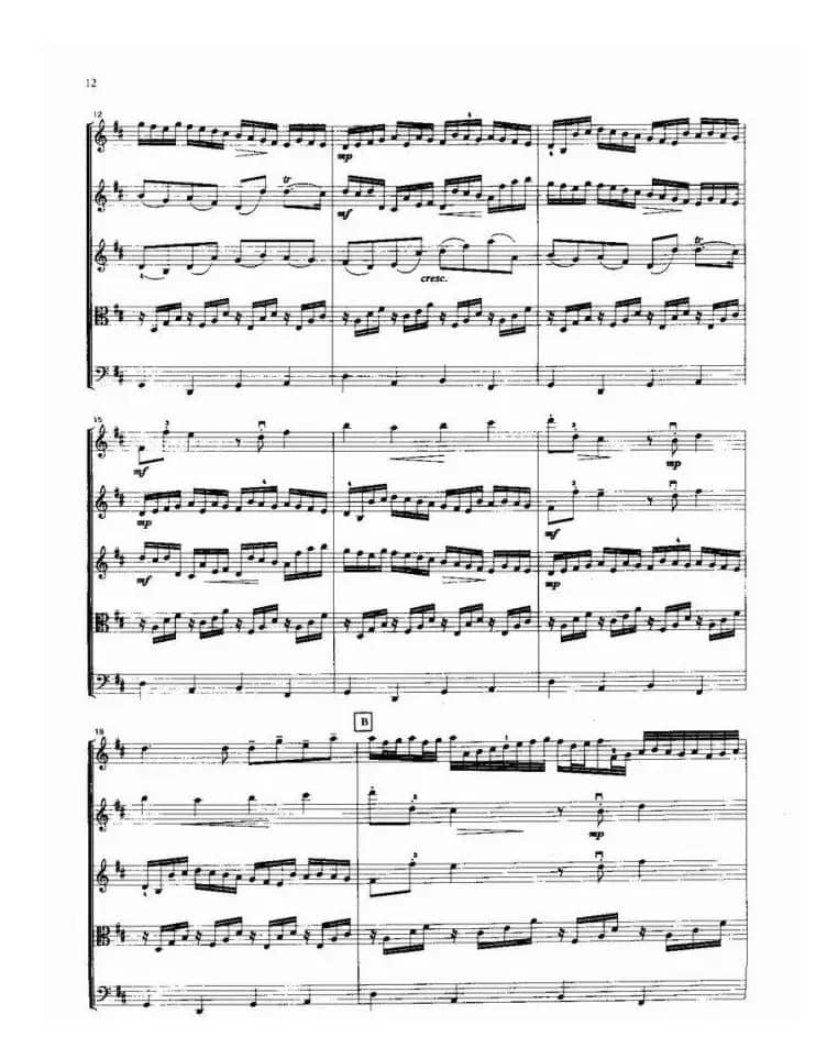 卡农曲（弦乐五重奏总谱）