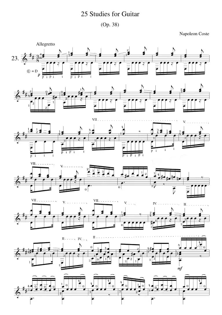 Napoleon Coste《25 Studies,Op.38》（STUDY 23）