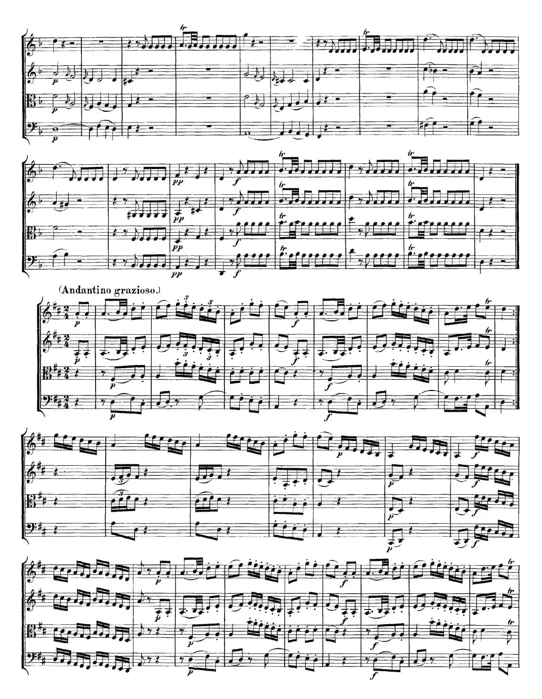 Mozart《Quartet No.13 in D Minor,K.173》（总谱）