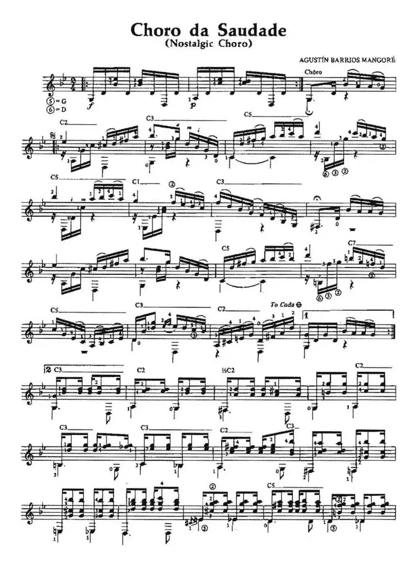 Choro da Saudade（古典吉他）