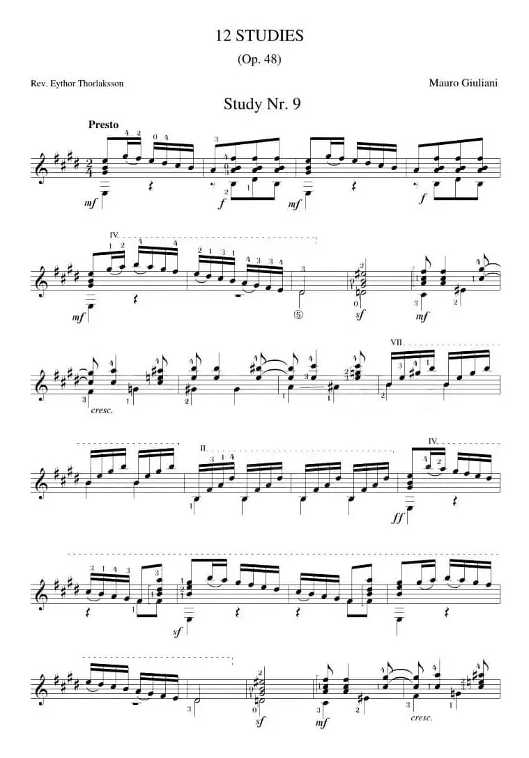 Mauro Giuliani《12 Studies,Op.48》（STUDY 9）