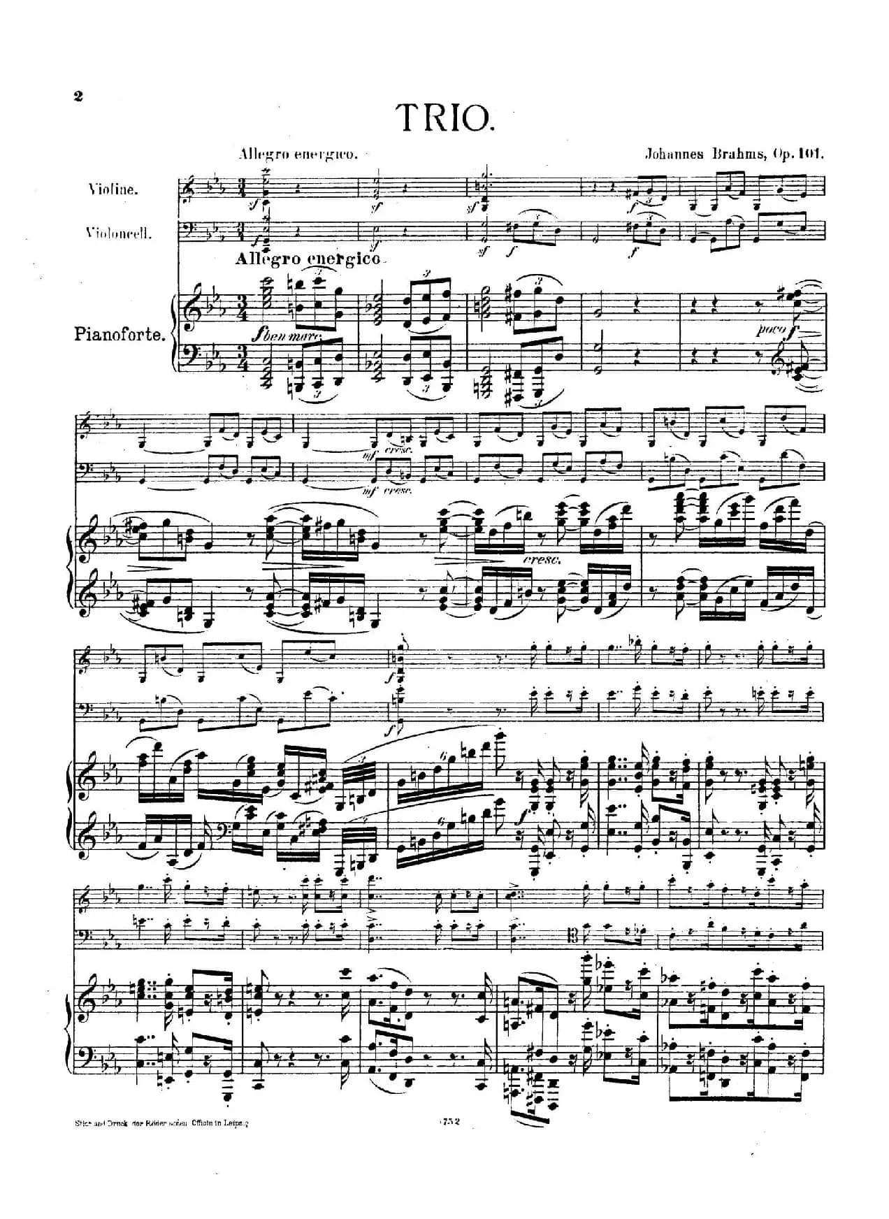 Piano Trio No.3 in c Minor Op.101（c小调第三钢琴三重奏）