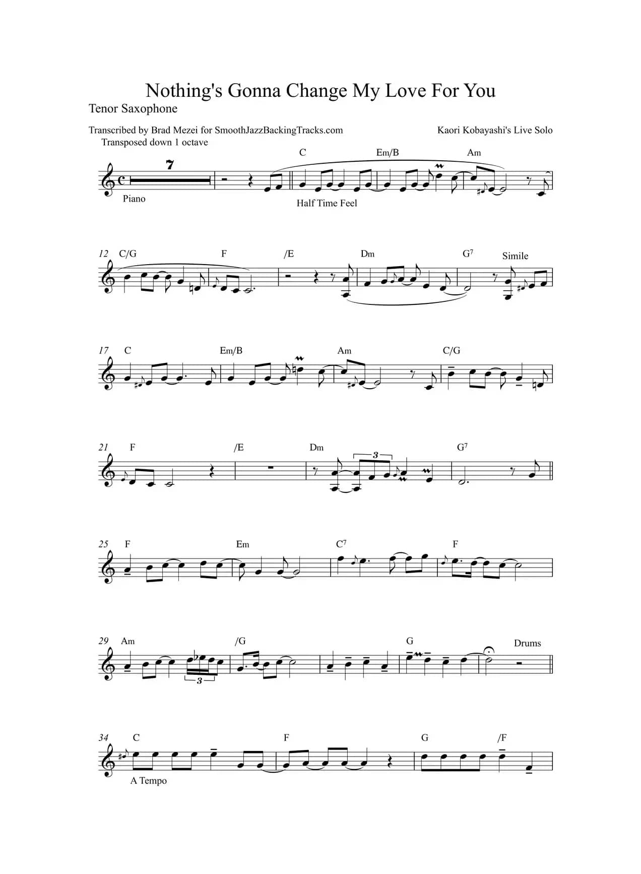 Nothings Gonna Change My Love For You（次中音萨克斯）