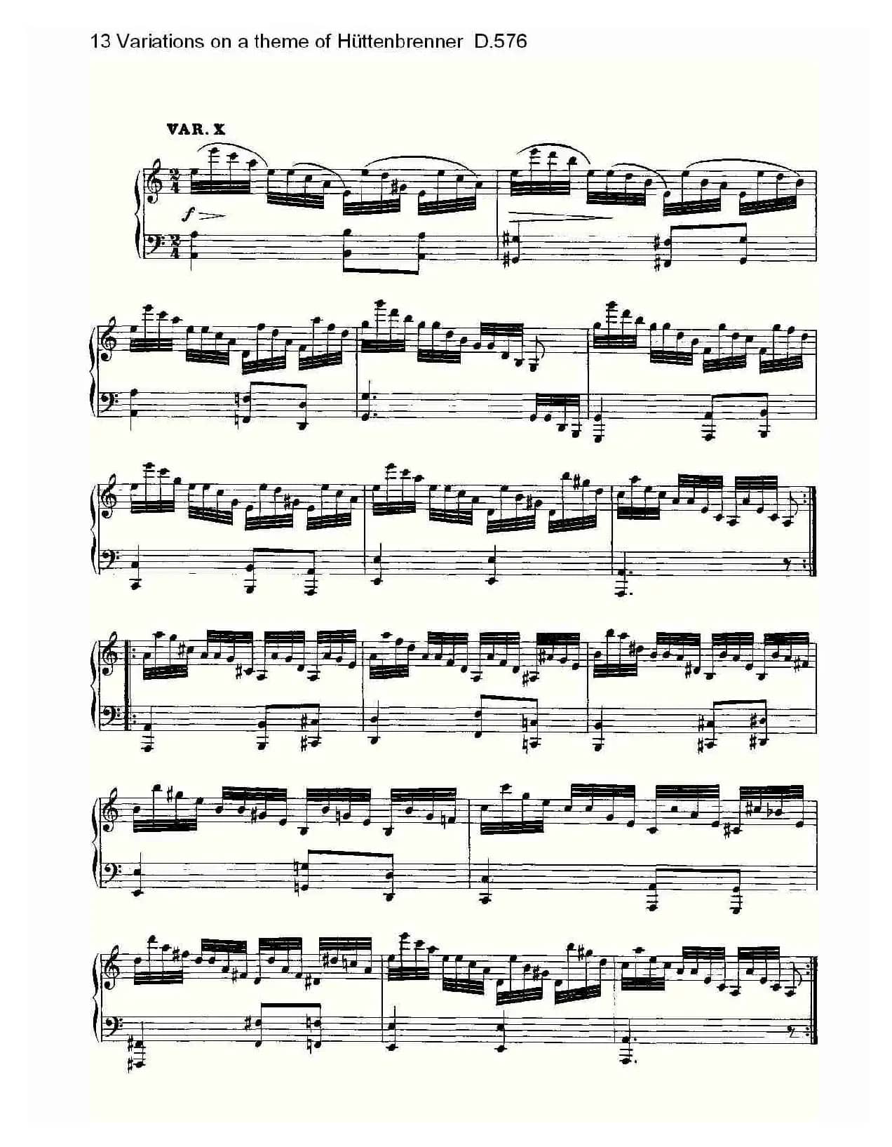 13 Variations on a theme of Hüttenbrenner D.576（主）
