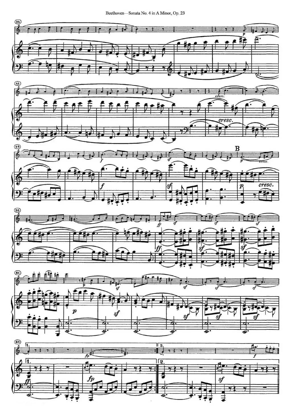 Violin Sonata No.4 in A Minor Op.23（小提琴+钢琴伴奏）