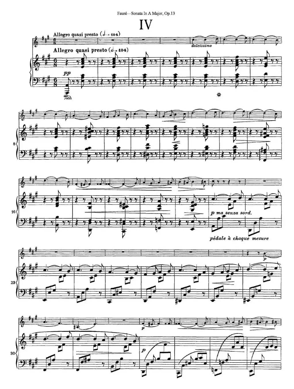 Violin Sonata No.1 Op.13（小提琴+钢琴伴奏）